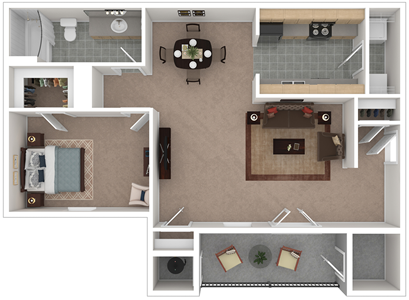 One Bedroom / One Bath - 709 Sq. Ft.*